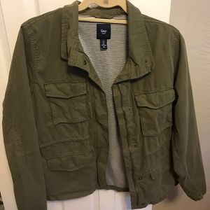 Gap Factory Green Utility Jacket Striped Lining